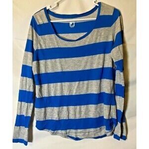 Women's Stripes Top Petite XL  Preppy Nautical Coastal Blue Gray